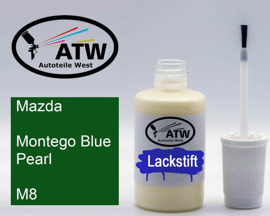 Mazda, Montego Blue Pearl, M8: 20ml Lackstift, von ATW Autoteile West.